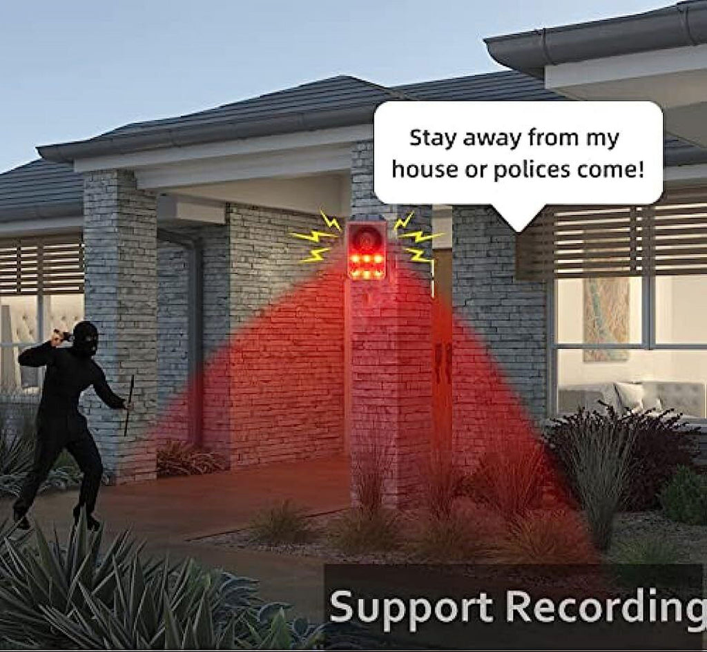 Motion Sensor Motion Alarm Emits loud dog barking gunshot sounds upto 130db US