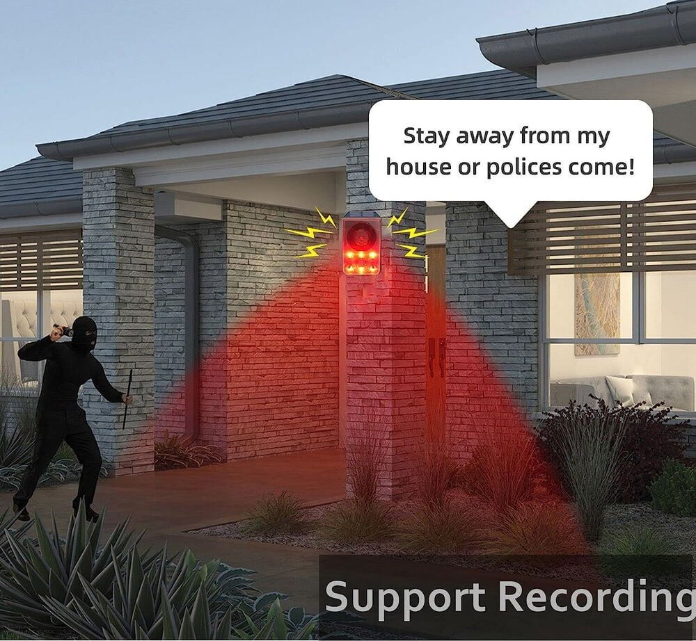 Motion Sensor Motion Alarm Emits loud dog barking gunshot sounds upto 130db US