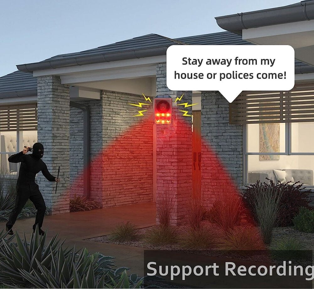 Motion Sensor Motion Alarm Emits loud dog barking gunshot sounds upto 130db US