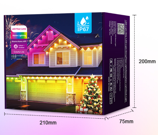Permanent Outdoor Lights, 50-Foot RGB+IC Smart Outdoor Decor, 50 Scene Modes, App/Remote Control, IP68 Waterproof, Ideal for Christmas, Holidays, Everyday Use, Pool Parties, and House Roof Lighting