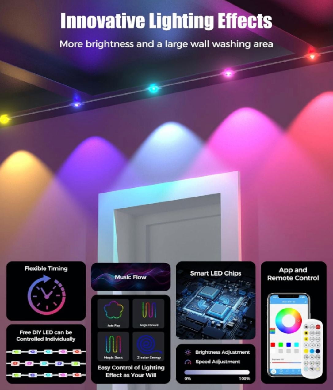Permanent Outdoor Lights, 50-Foot RGB+IC Smart Outdoor Decor, 50 Scene Modes, App/Remote Control, IP68 Waterproof, Ideal for Christmas, Holidays, Everyday Use, Pool Parties, and House Roof Lighting