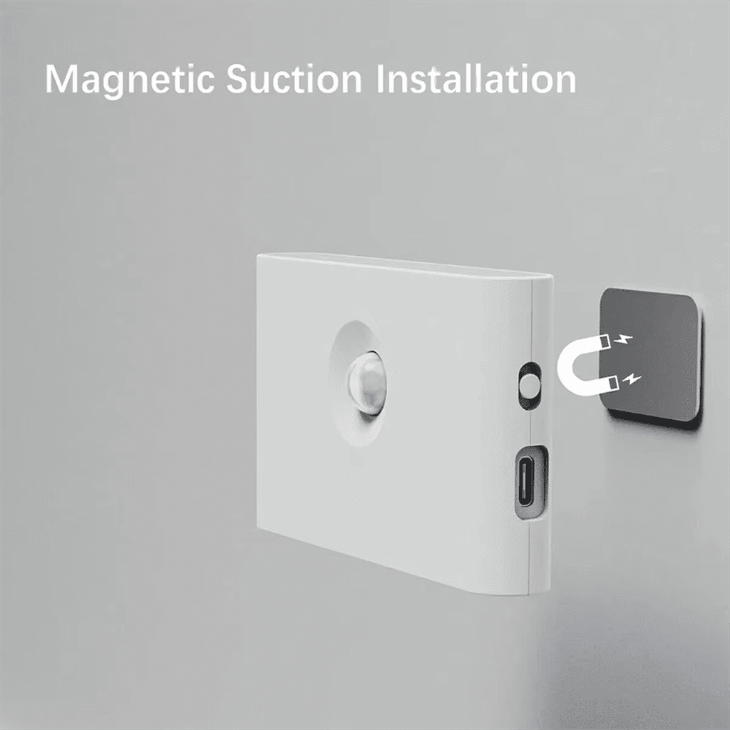 Motion Sensor Led Night Light Wireless Magnetic Rechargeable Smart Warm Stair Lights Cabinet Lamp Corridor,1 * round lens lamp 1 * square lens lamp 2 * data cable 2 * magnetic disk,White