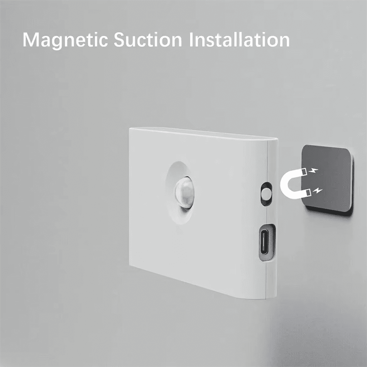 Motion Sensor Led Night Light Wireless Magnetic Rechargeable Smart Warm Stair Lights Cabinet Lamp Corridor,1 * round lens lamp 1 * square lens lamp 2 * data cable 2 * magnetic disk,White