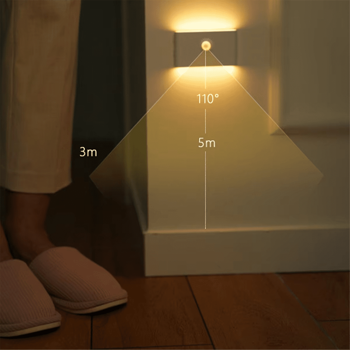 Motion Sensor Led Night Light Wireless Magnetic Rechargeable Smart Warm Stair Lights Cabinet Lamp Corridor,1 * round lens lamp 1 * square lens lamp 2 * data cable 2 * magnetic disk,White