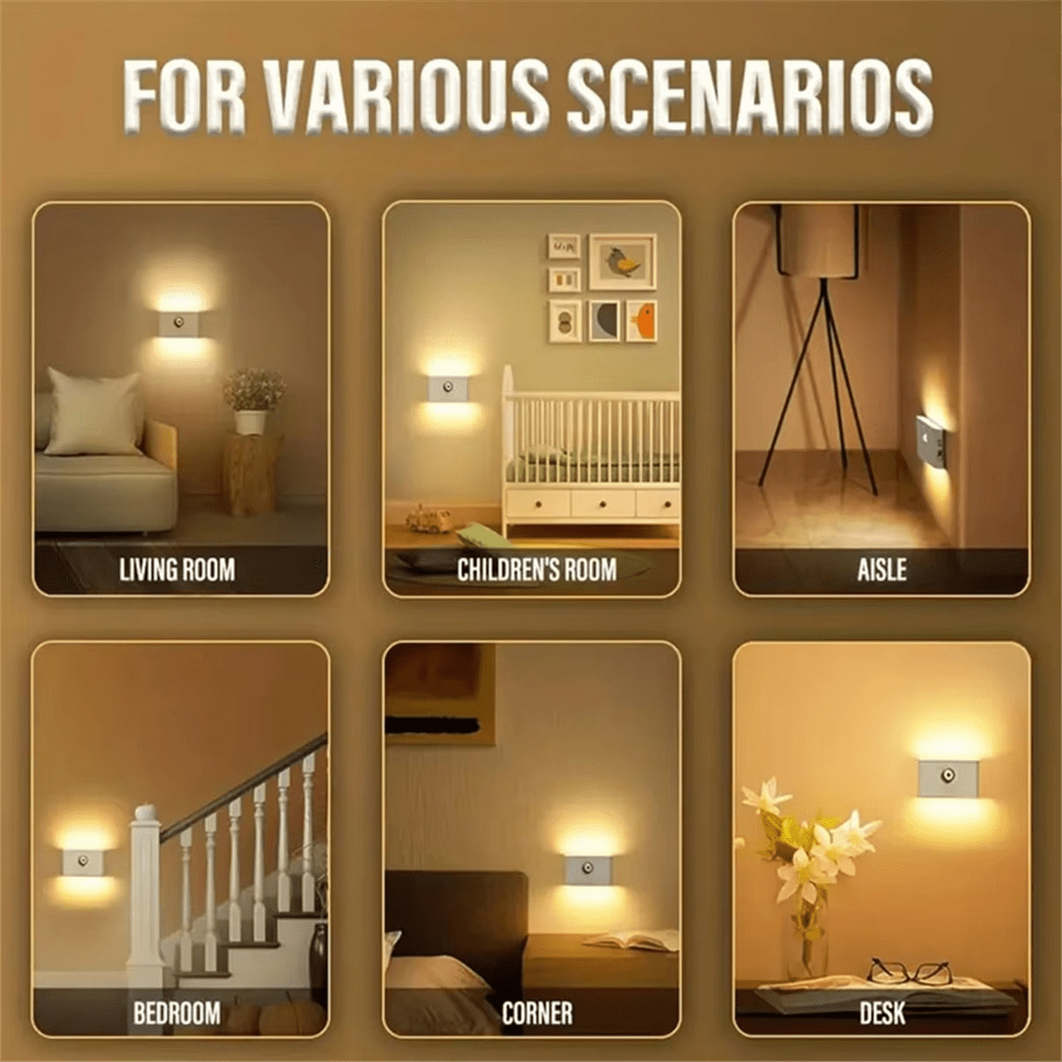 Motion Sensor Led Night Light Wireless Magnetic Rechargeable Smart Warm Stair Lights Cabinet Lamp Corridor,1 * round lens lamp 1 * square lens lamp 2 * data cable 2 * magnetic disk,White