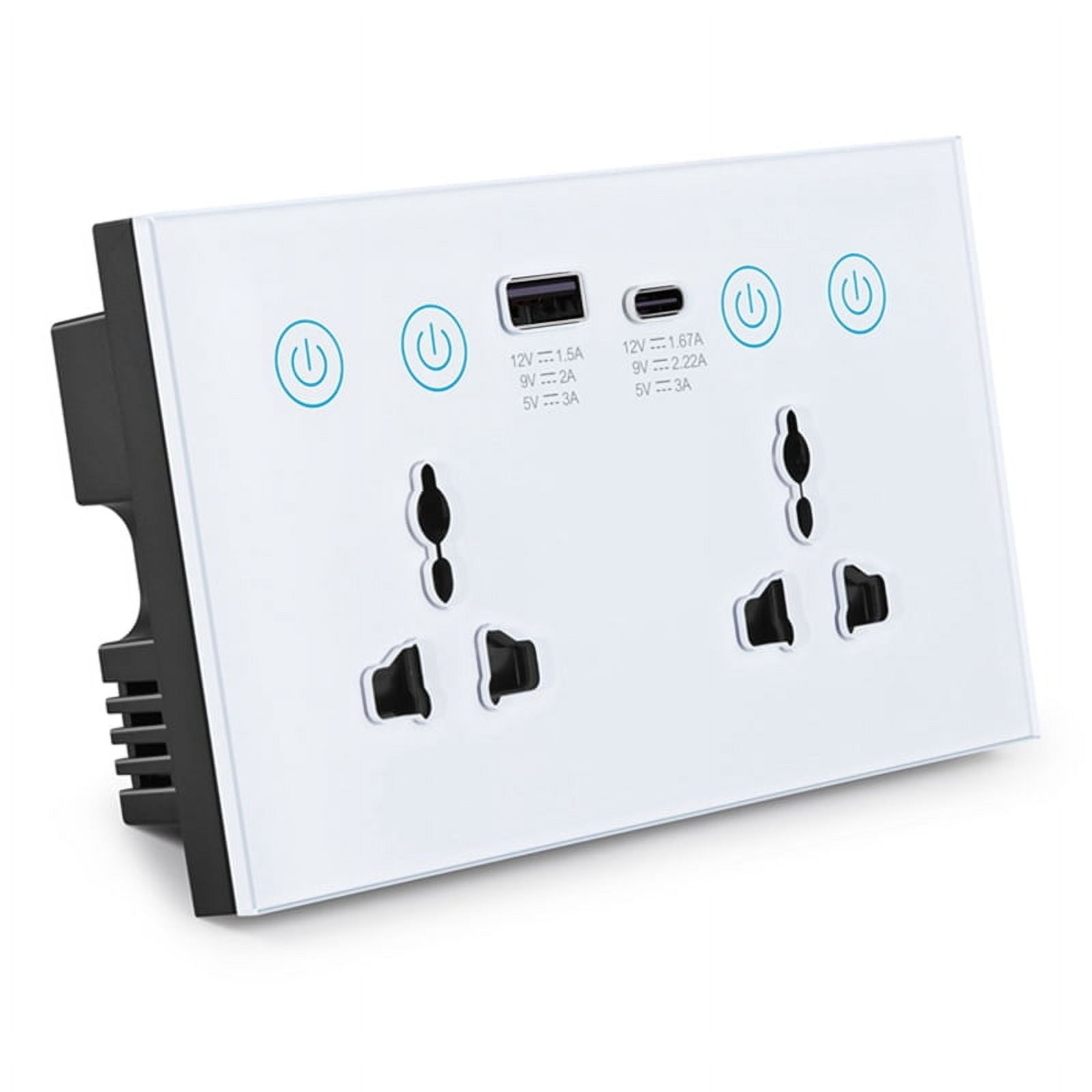 EU UK US Universal Plug Tuya WiFi White Smart Socket Switch with USB and Type-C Port Outlet Smart Life1 * Smart Socket