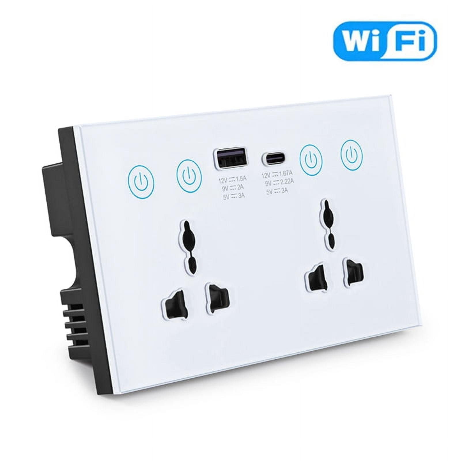 EU UK US Universal Plug Tuya WiFi White Smart Socket Switch with USB and Type-C Port Outlet Smart Life1 * Smart Socket