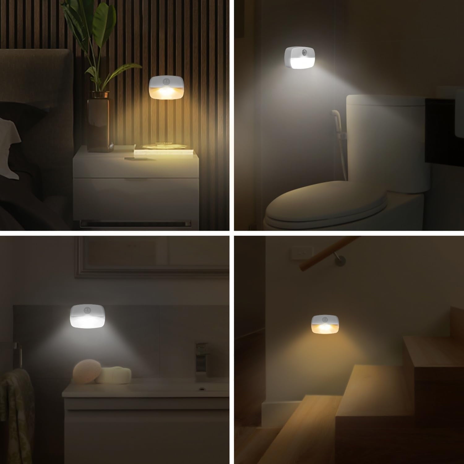 Motion Sensor Light Indoor  Night Light   Nightlight  Operated Lights for Hallway Stair Bathroom Closet  ( Applied)