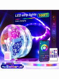 100ft Led Strip Lights (2 Rolls Of 50ft) Bluetooth Smart App Control Music Sync Color Changing RGB Led Light Strip With Remote,Led Lights For Bedroom Room Home Decor Party Festival