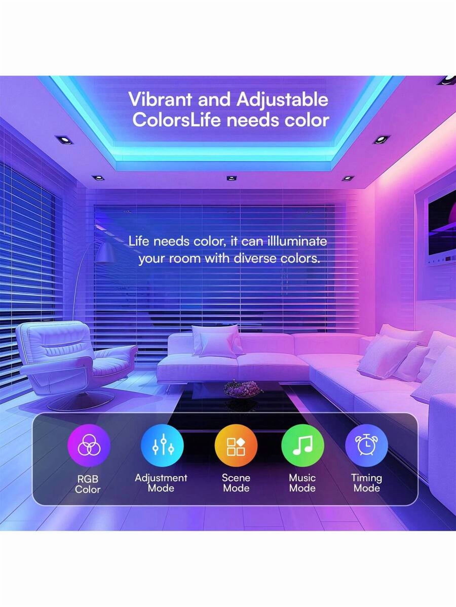 100ft Led Strip Lights (2 Rolls Of 50ft) Bluetooth Smart App Control Music Sync Color Changing RGB Led Light Strip With Remote,Led Lights For Bedroom Room Home Decor Party Festival