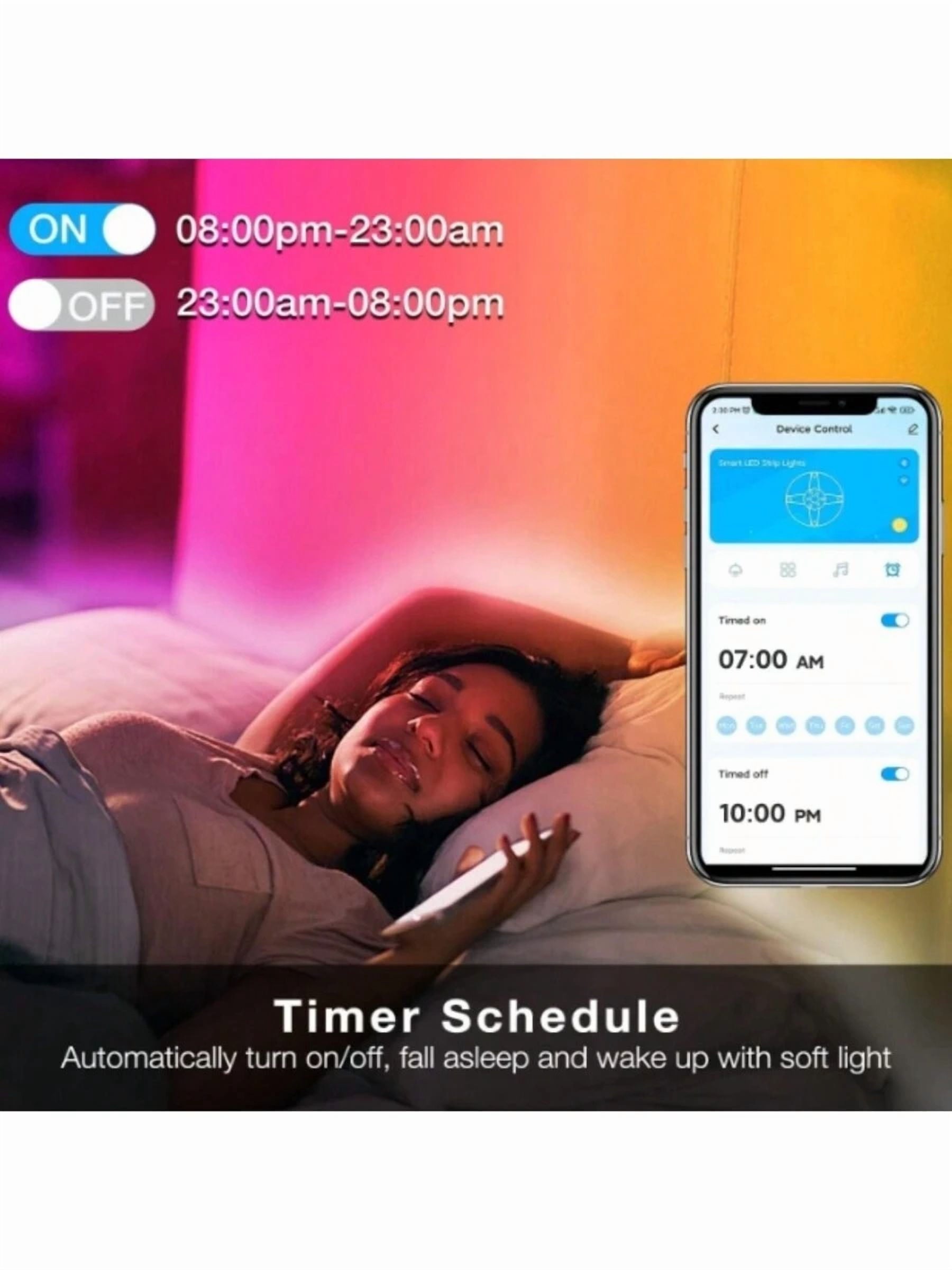100ft Led Strip Lights (2 Rolls Of 50ft) Bluetooth Smart App Control Music Sync Color Changing RGB Led Light Strip With Remote,Led Lights For Bedroom Room Home Decor Party Festival