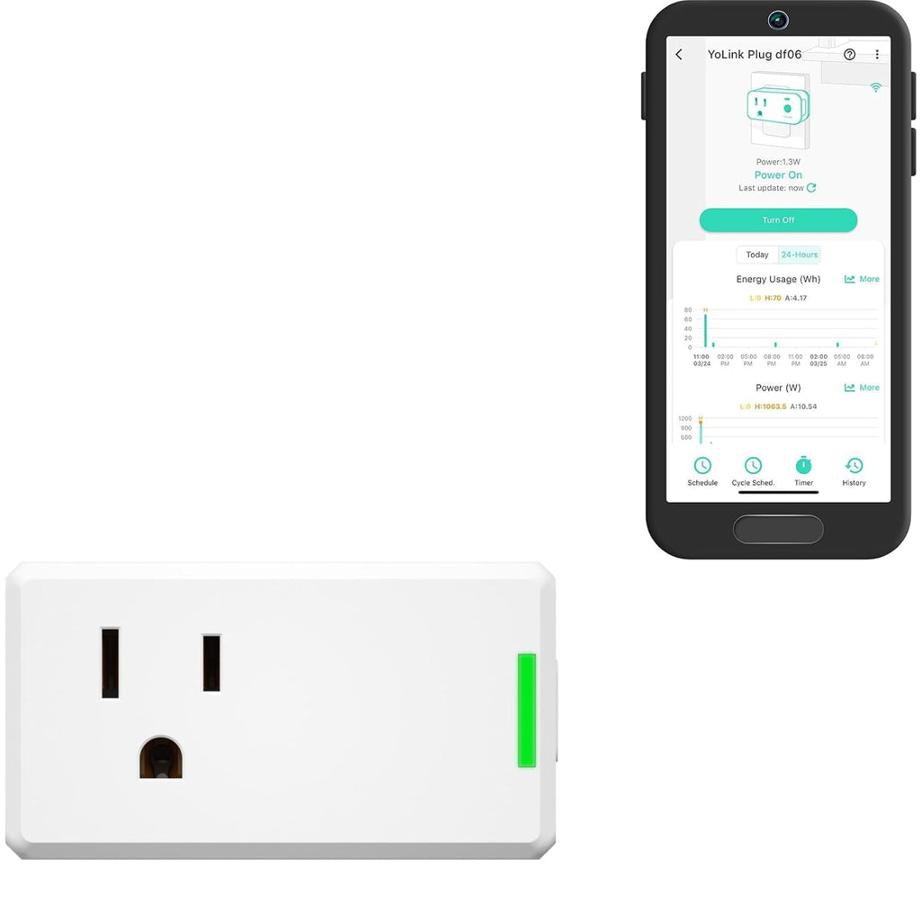 Energy Plug 15A, LoRa Control up to 1/4 Mile, High-Power Appliances, Cylce Timer, Real-Time Power Monitor, Overload Protection, Notifications, Alexa, , IFTTT, Hub Required, YS6614