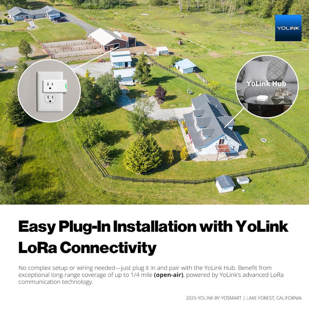 Energy Plug 15A, LoRa Control up to 1/4 Mile, High-Power Appliances, Cylce Timer, Real-Time Power Monitor, Overload Protection, Notifications, Alexa, , IFTTT, Hub Required, YS6614