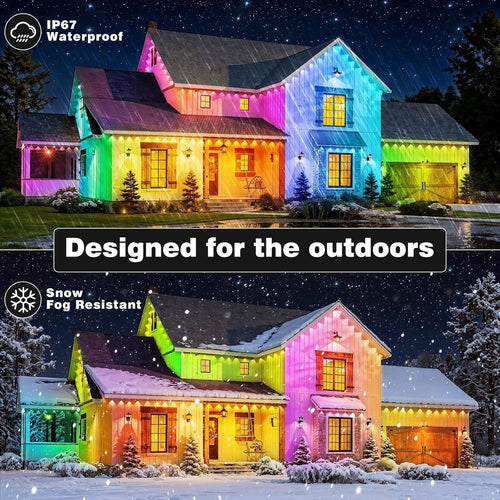 150FT Permanent Outdoor Lights for House Waterproof, Smart RGB Eave LED Lighting with 16 Million Colors, IP67 Outdoor Strip Lights for Christmas Halloween Holiday Daily Decorations (45m/150FT)
