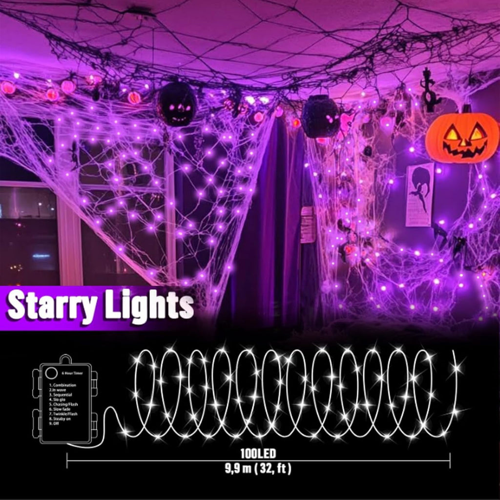 100LED String Light, Fairy Lights Battery Operated, Remote Control Timer Twinkle String Lights 8 Modes Firefly Lights for Garden Party Indoor Decor (White+Red)