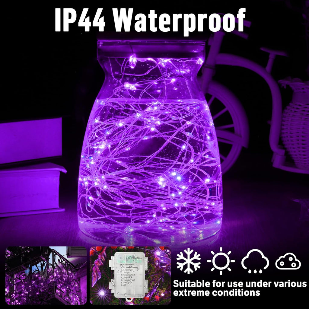 100LED String Light, Fairy Lights Battery Operated, Remote Control Timer Twinkle String Lights 8 Modes Firefly Lights for Garden Party Indoor Decor (White+Red)