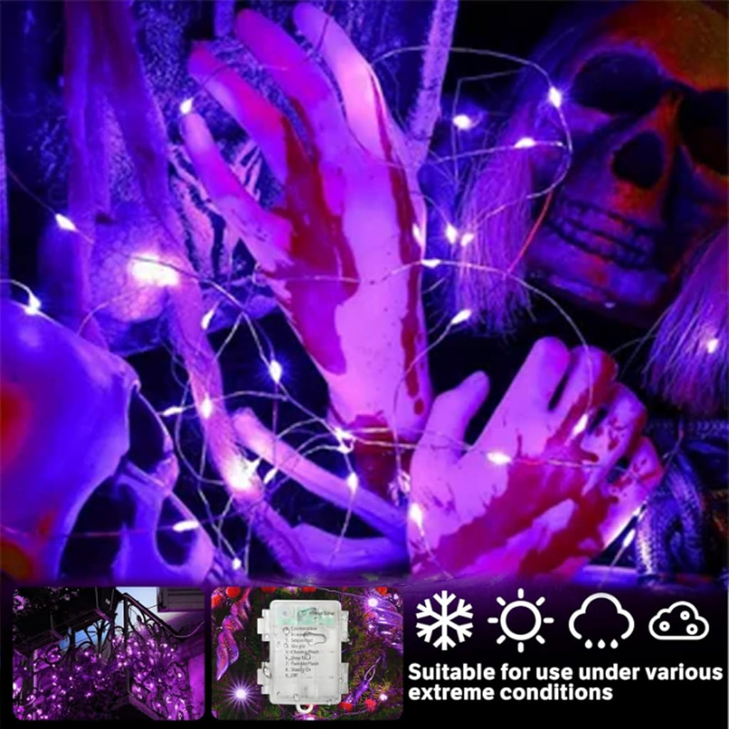 100LED String Light, Fairy Lights Battery Operated, Remote Control Timer Twinkle String Lights 8 Modes Firefly Lights for Garden Party Indoor Decor (White+Red)