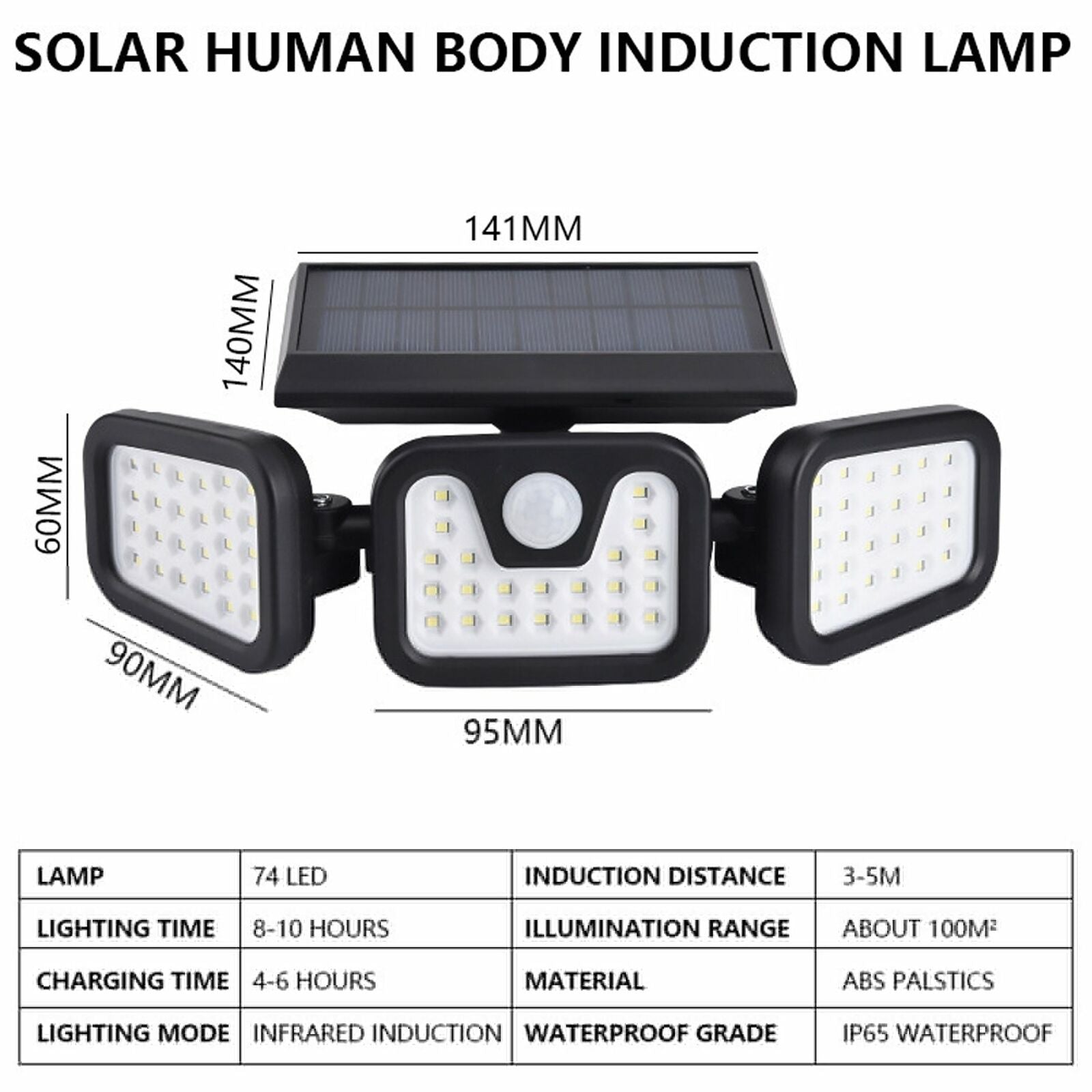 1 Pack Outdoor Waterproof 74 LED Solar Powered Light Motion Sensor Garden Security Light Unbranded