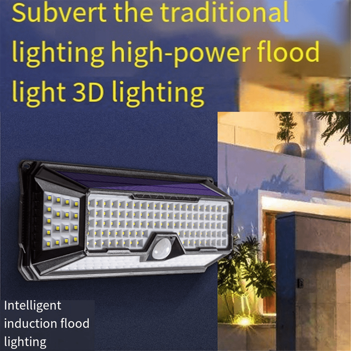 Solar Outdoor Lights, 4000LM 202 LED Motion Sensor Outdoor Light, IP65 Waterproof Solar Outside Lights with 4 Wide Angle