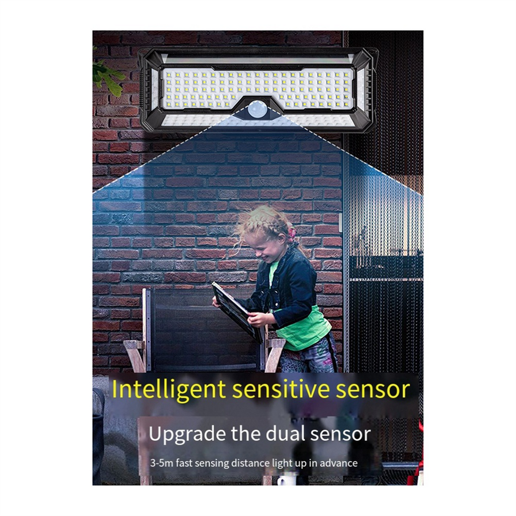 Solar Outdoor Lights, 4000LM 202 LED Motion Sensor Outdoor Light, IP65 Waterproof Solar Outside Lights with 4 Wide Angle