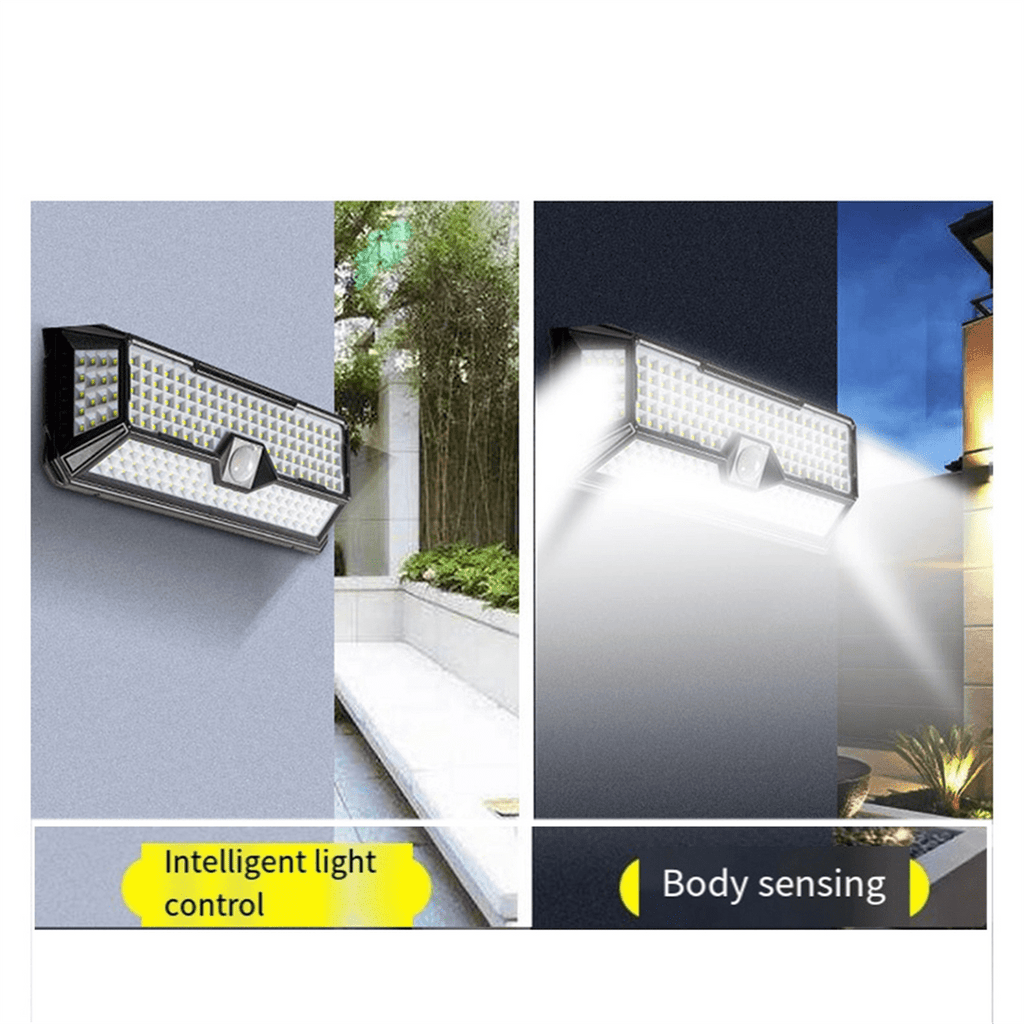 Solar Outdoor Lights, 4000LM 202 LED Motion Sensor Outdoor Light, IP65 Waterproof Solar Outside Lights with 4 Wide Angle