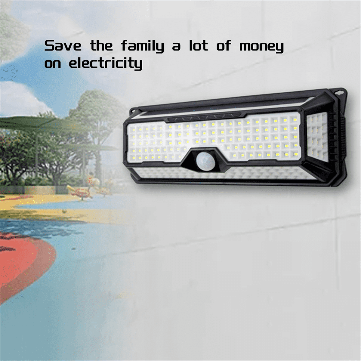 Solar Outdoor Lights, 4000LM 202 LED Motion Sensor Outdoor Light, IP65 Waterproof Solar Outside Lights with 4 Wide Angle