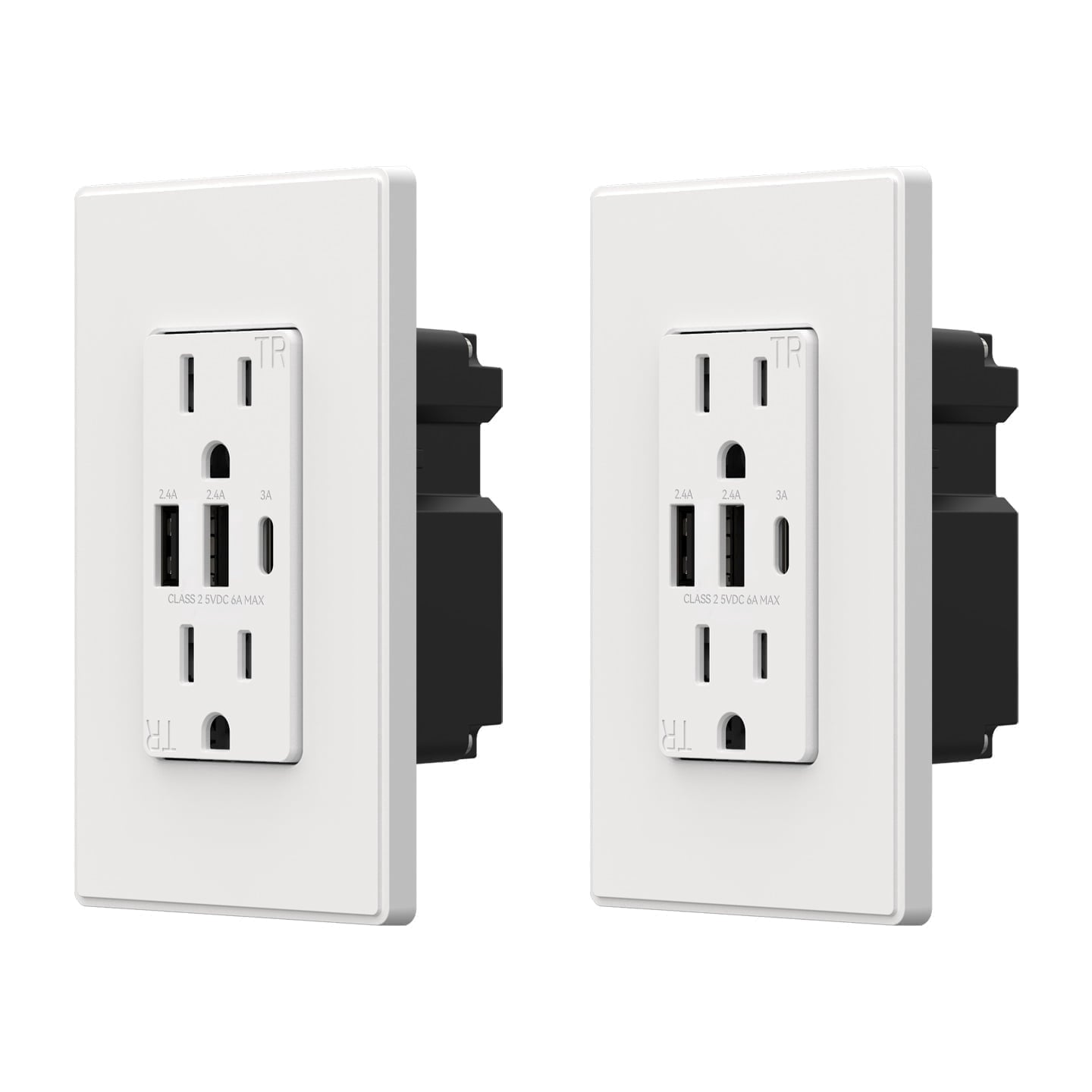 USB Outlets Receptacles, 3 Port USB C Wall Outlet, 30W 6.0A USB Electrical Outlet, 15 Amp Tamper Resistant Outlet with USB C Ports, UL Listed, Wall Plate Included