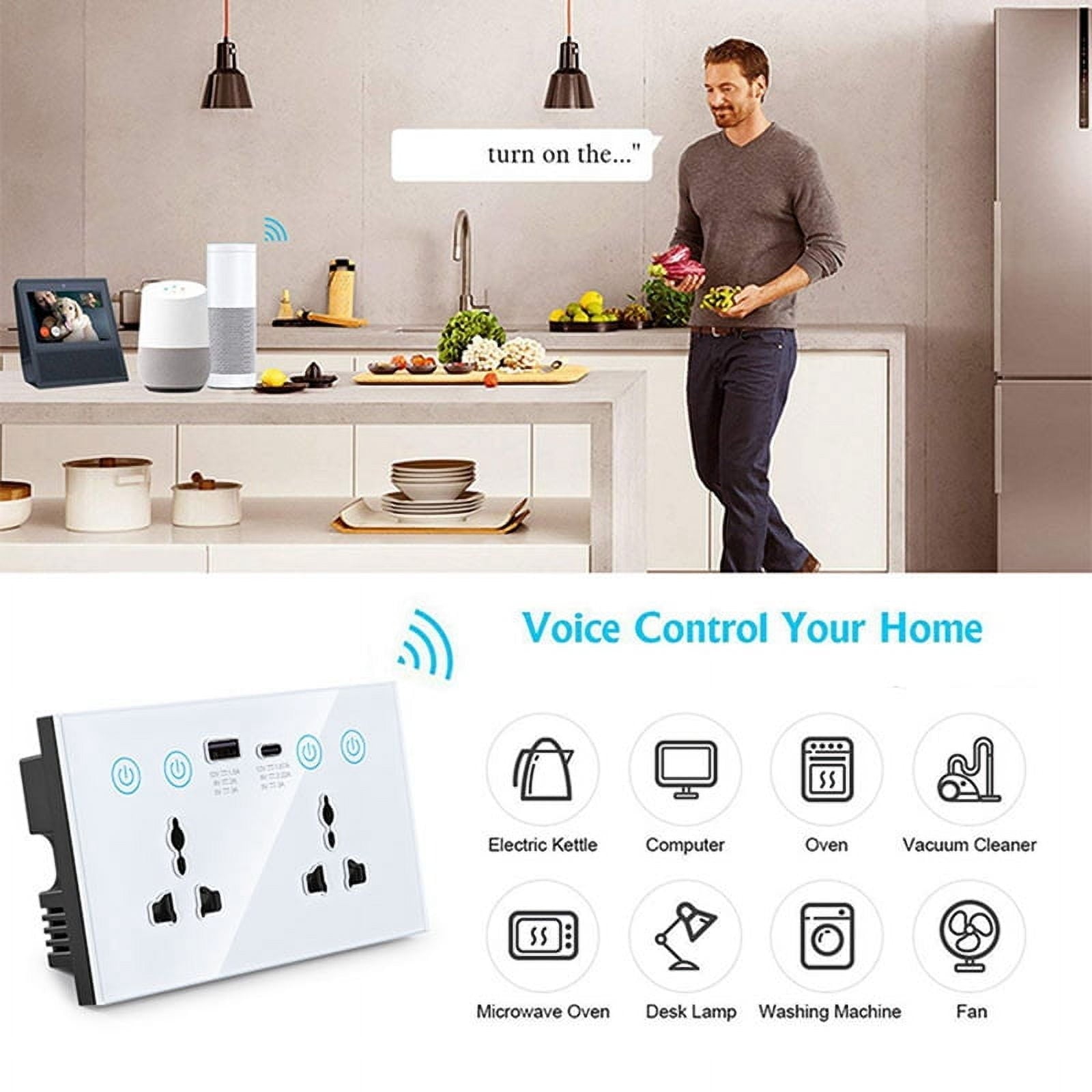 EU UK US Universal Plug Tuya ZigBee Black Smart Socket Switch with USB and Type-C Port Outlet Smart Life