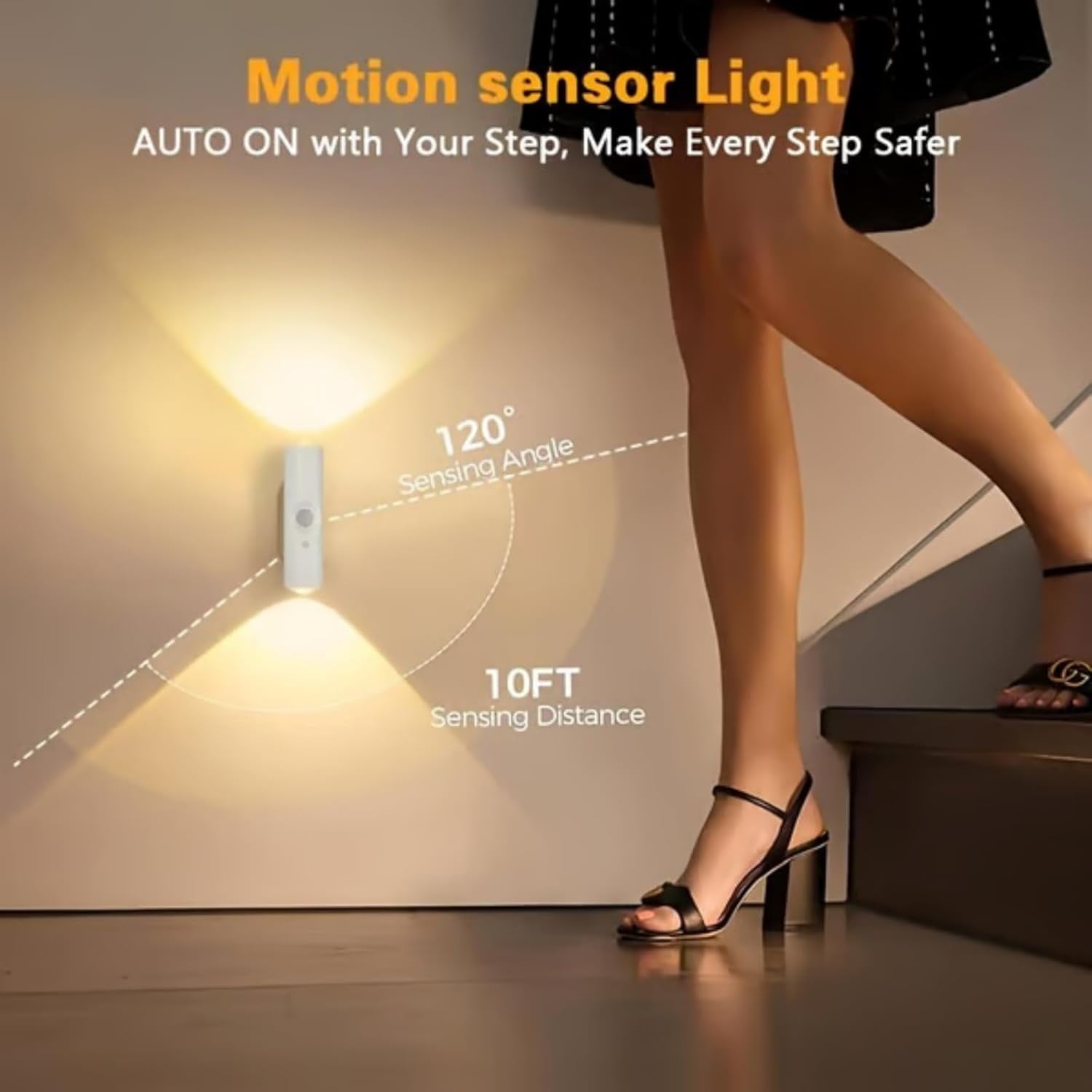 Rechargeable Smart LED Motion Sensor Ambient Light, Rechargeable Dynamic RGB LED Wall Lamp, Magnetic Mount, Punch-Free Color Changing Motion Sensor Light for Stairs, Wardrobe, Cabinet