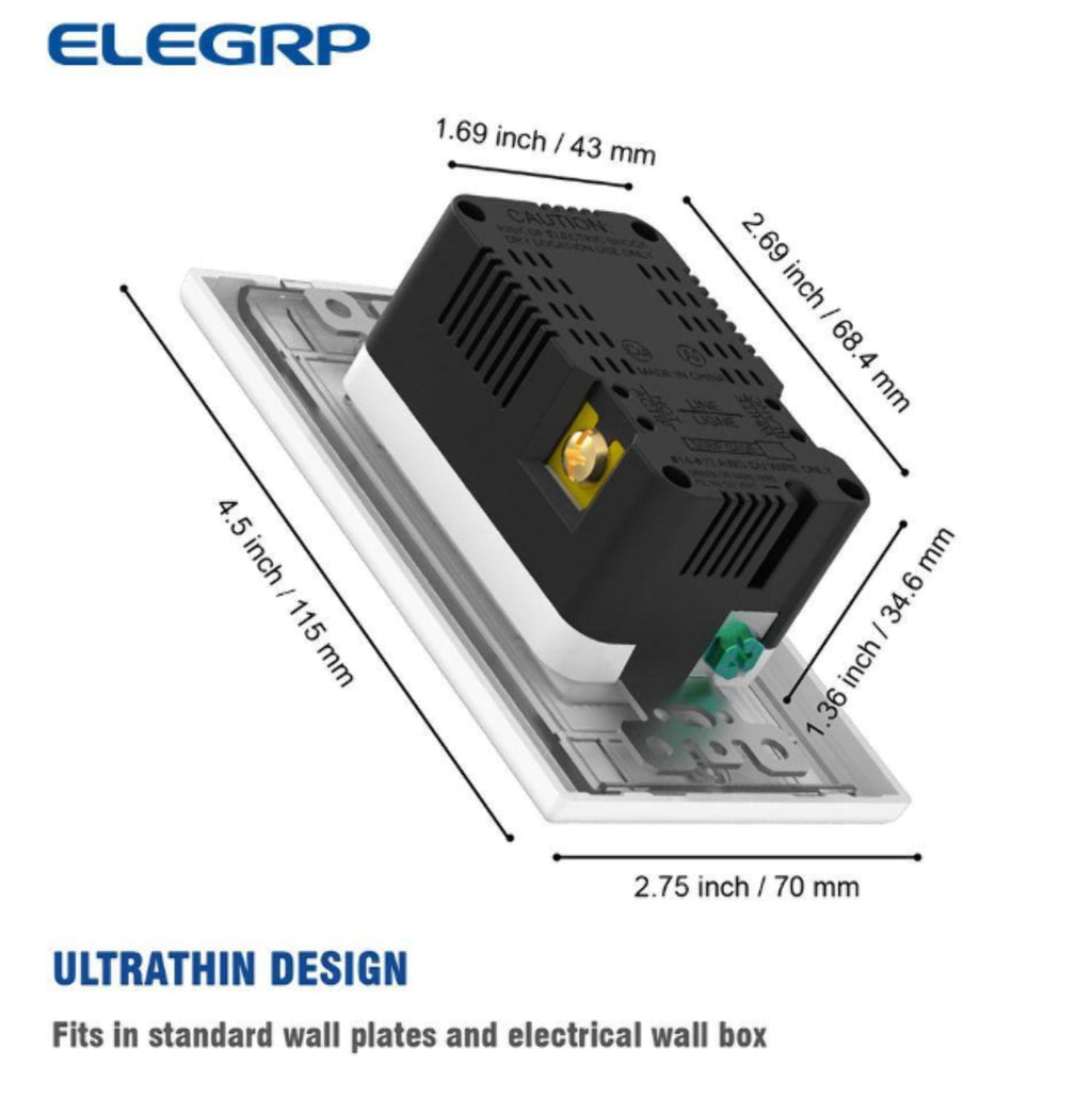 USB Wall Outlet Receptacle with Dual 4.0 A USB Ports, 20 Amp Duplex Tamper Resistant Receptacle, Charging Power Outlet with USB Ports, Wall Plate Included, UL Listed, 6PC, Black