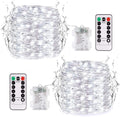 JMEXSUSS 2 Pack 100 LED Fairy Lights Battery Operated, 33ft White String Lights with Remote, 8 Mode Twinkle Lights for Bedroom Indoor Outdoor Decorations
