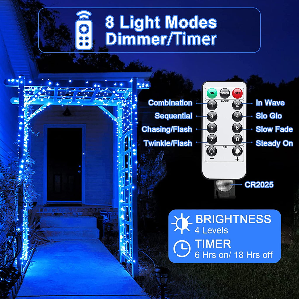JMEXSUSS 2 Pack 100 LED Fairy Lights Battery Operated, 33ft White String Lights with Remote, 8 Mode Twinkle Lights for Bedroom Indoor Outdoor Decorations