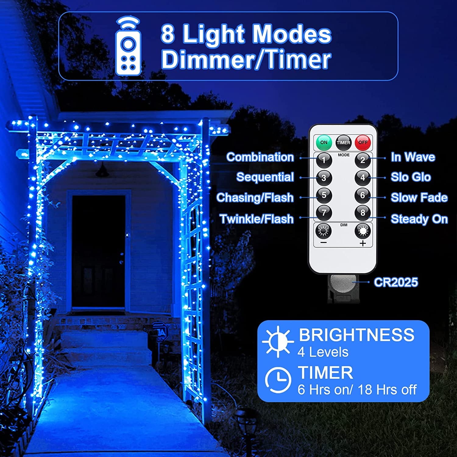 JMEXSUSS 2 Pack 100 LED Fairy Lights Battery Operated, 33ft White String Lights with Remote, 8 Mode Twinkle Lights for Bedroom Indoor Outdoor Decorations