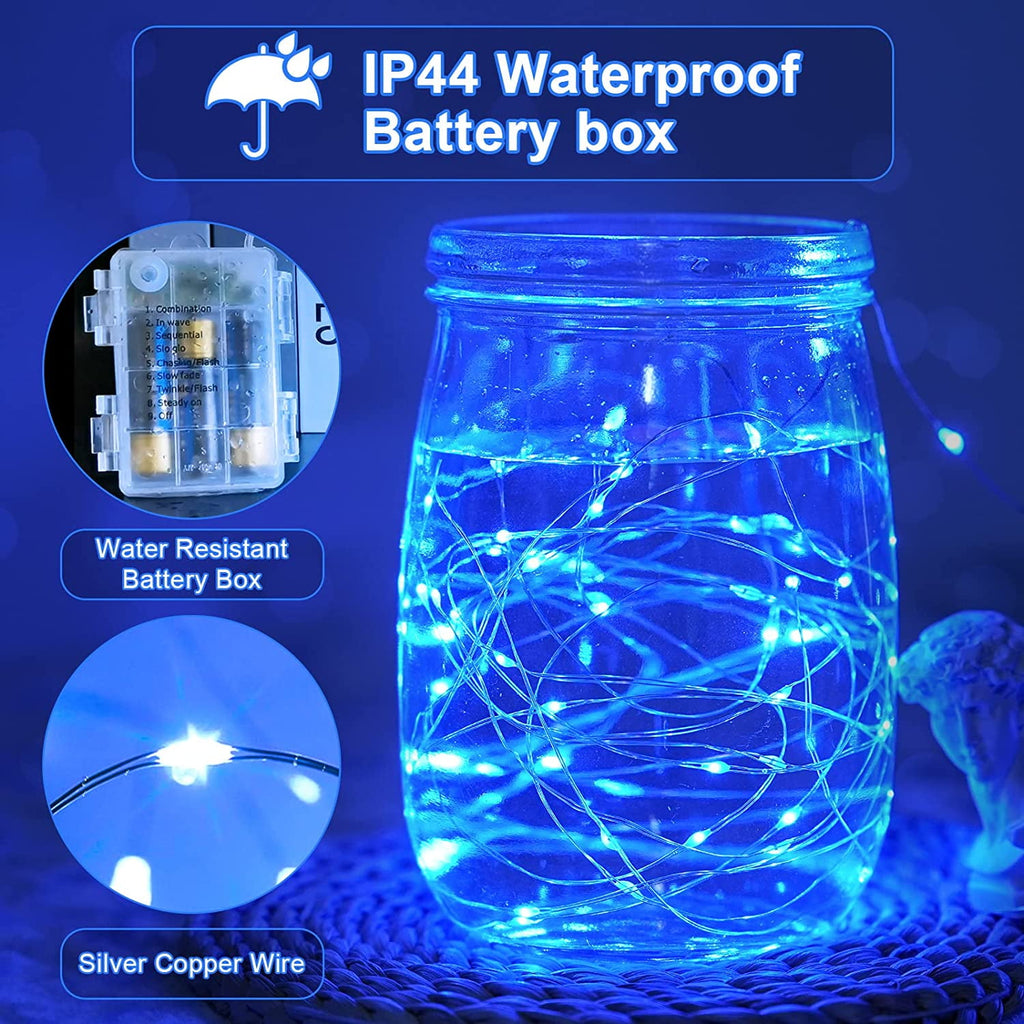JMEXSUSS 2 Pack 100 LED Fairy Lights Battery Operated, 33ft White String Lights with Remote, 8 Mode Twinkle Lights for Bedroom Indoor Outdoor Decorations