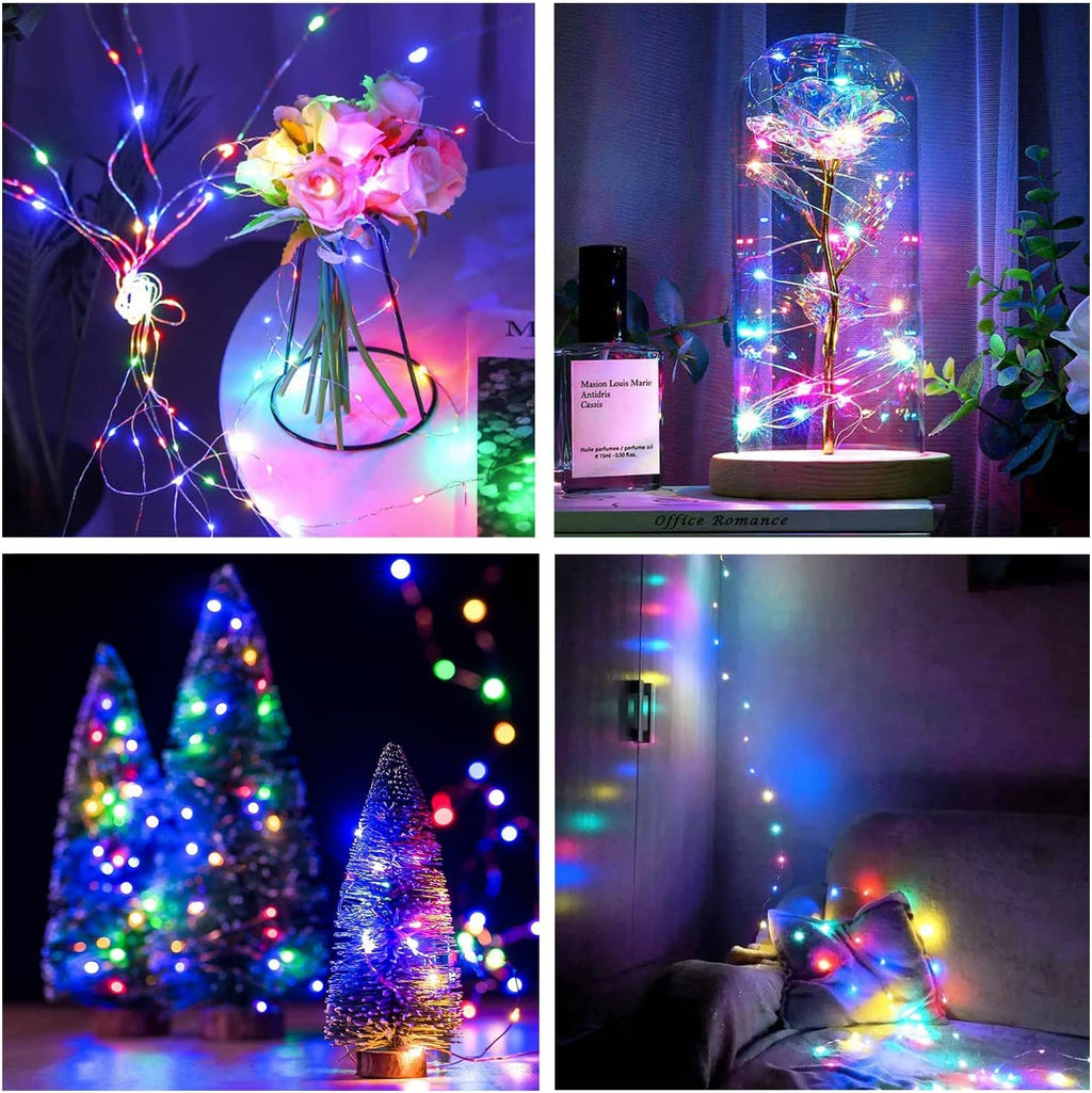 JMEXSUSS 2 Pack 100 LED Fairy Lights Battery Operated, 33ft White String Lights with Remote, 8 Mode Twinkle Lights for Bedroom Indoor Outdoor Decorations