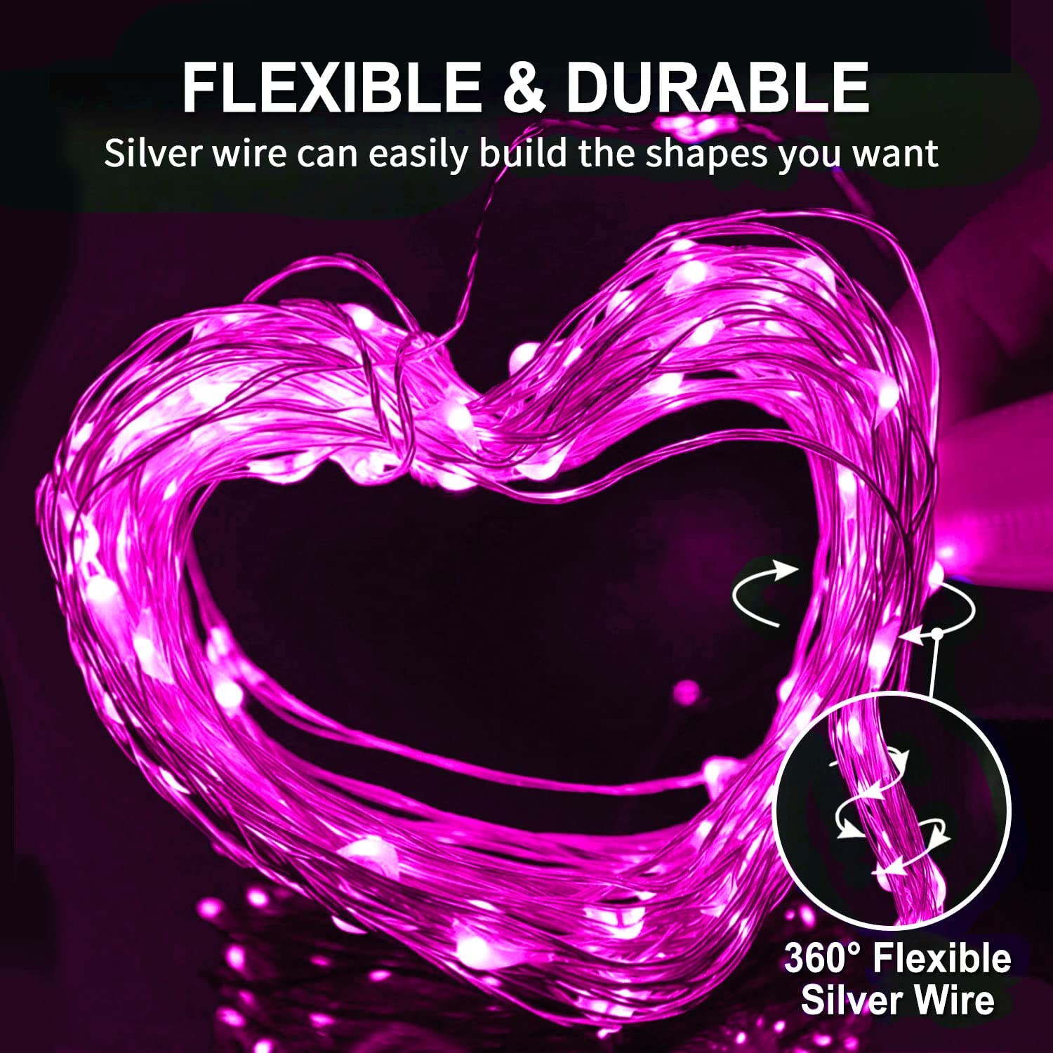 JMEXSUSS 2 Pack 100 LED Fairy Lights Battery Operated, 33ft White String Lights with Remote, 8 Mode Twinkle Lights for Bedroom Indoor Outdoor Decorations