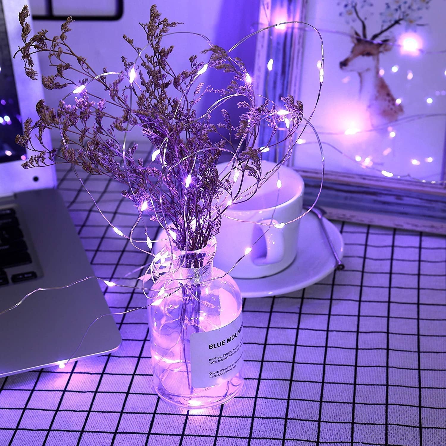 JMEXSUSS 2 Pack 100 LED Fairy Lights Battery Operated, 33ft White String Lights with Remote, 8 Mode Twinkle Lights for Bedroom Indoor Outdoor Decorations