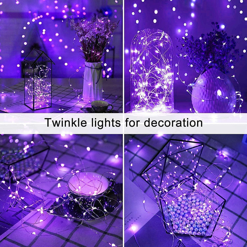 JMEXSUSS 2 Pack 100 LED Fairy Lights Battery Operated, 33ft White String Lights with Remote, 8 Mode Twinkle Lights for Bedroom Indoor Outdoor Decorations