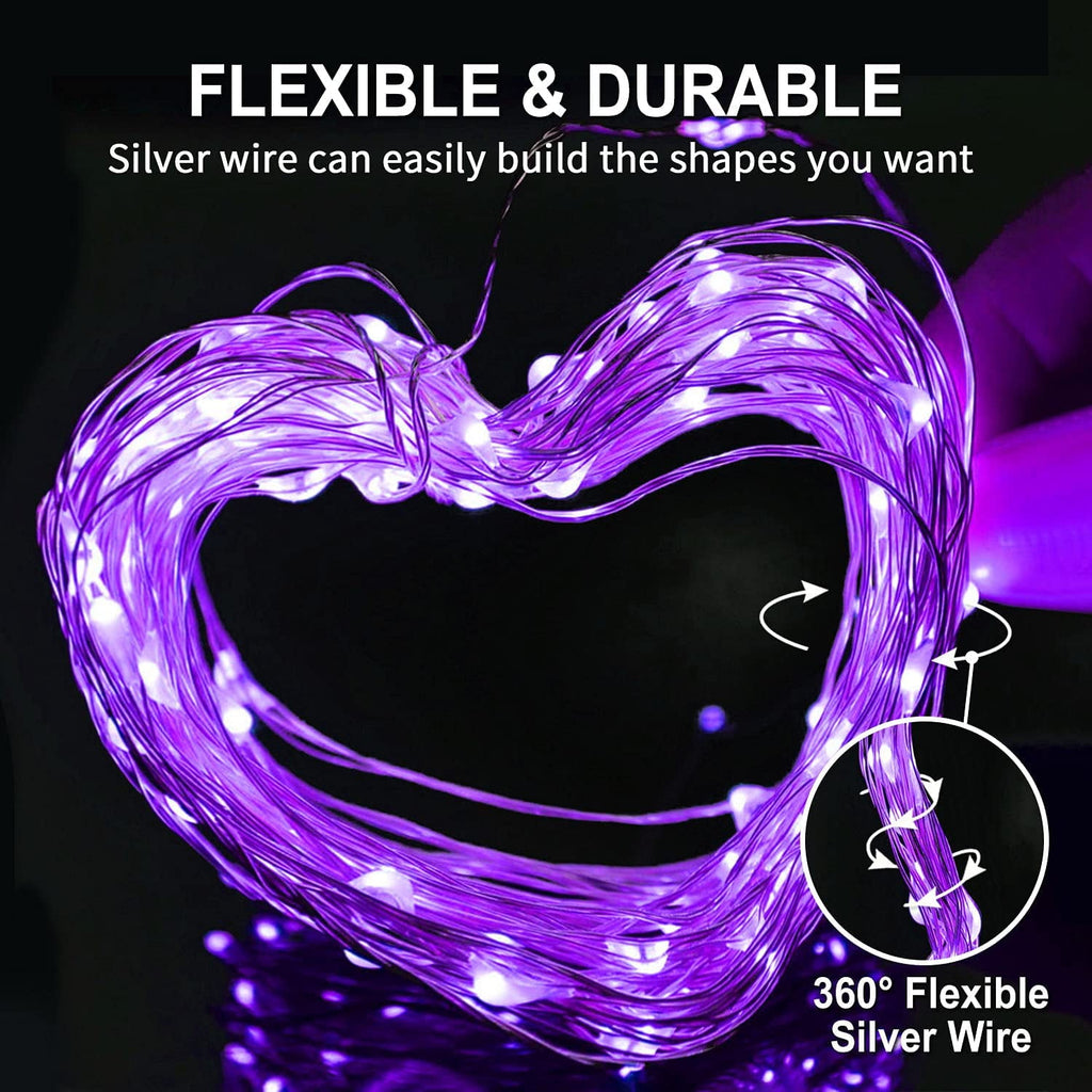 JMEXSUSS 2 Pack 100 LED Fairy Lights Battery Operated, 33ft White String Lights with Remote, 8 Mode Twinkle Lights for Bedroom Indoor Outdoor Decorations