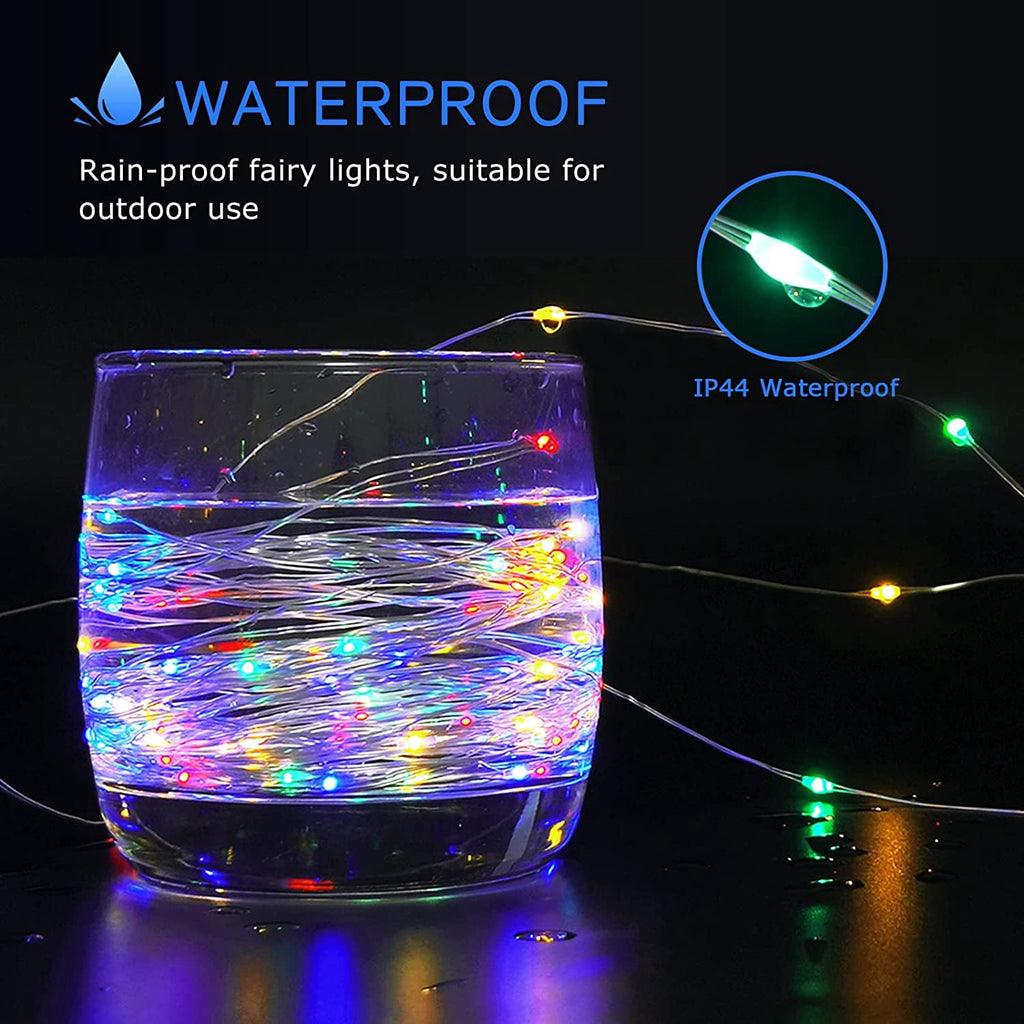 JMEXSUSS 2 Pack 100 LED Fairy Lights Battery Operated, 33ft White String Lights with Remote, 8 Mode Twinkle Lights for Bedroom Indoor Outdoor Decorations