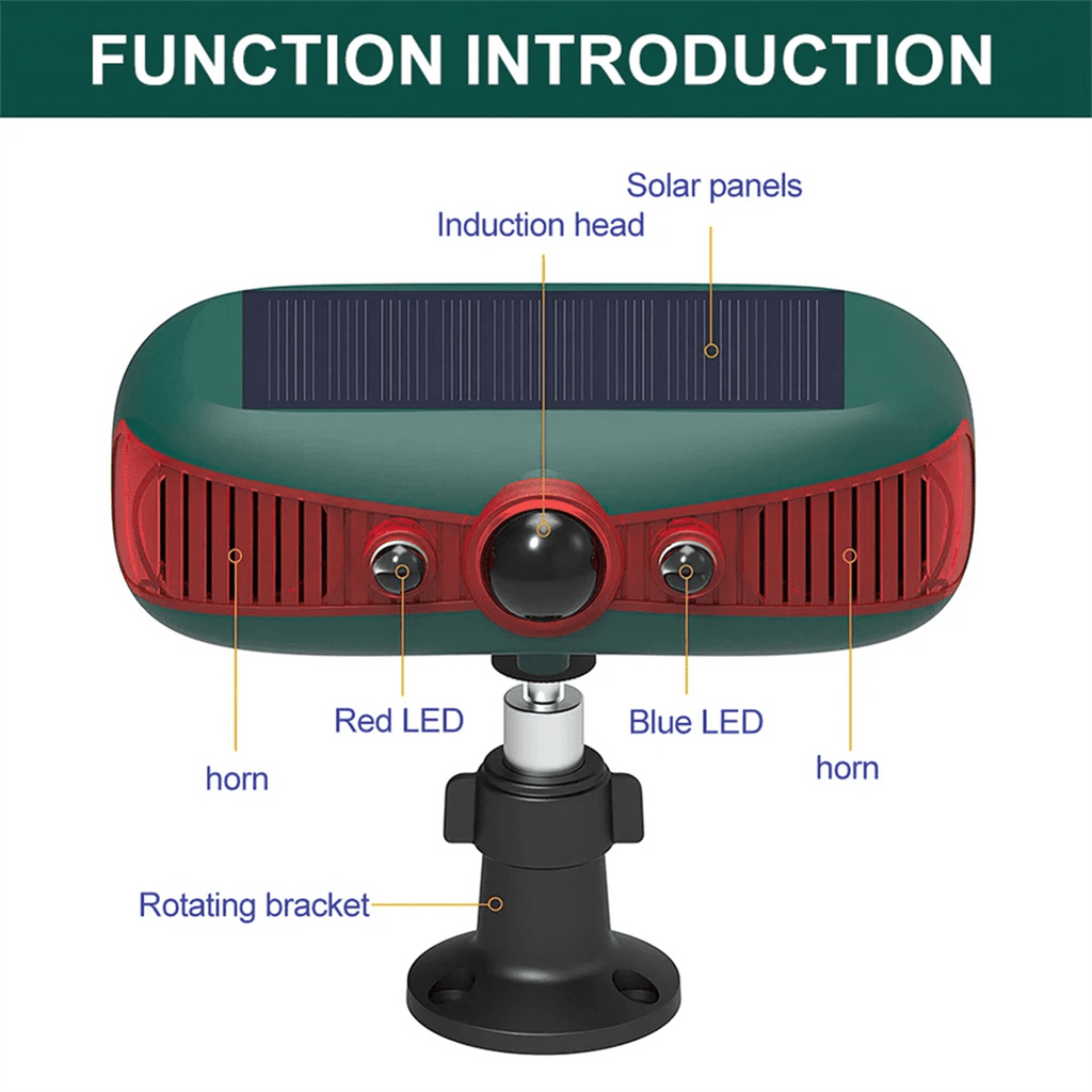 New Solar Infrared Alarm Detector Barking 129Db Sound Warning Flashing Light Motion Sensor Alarm Animal Repeller,1 * Solar Motion Sensor Alarm