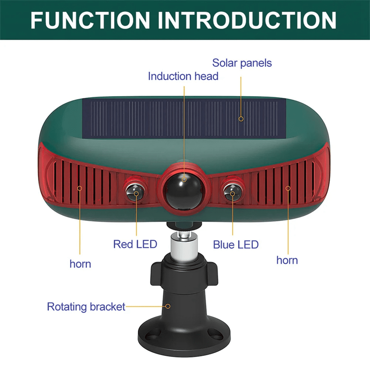 New Solar Infrared Alarm Detector Barking 129Db Sound Warning Flashing Light Motion Sensor Alarm Animal Repeller,1 * Solar Motion Sensor Alarm