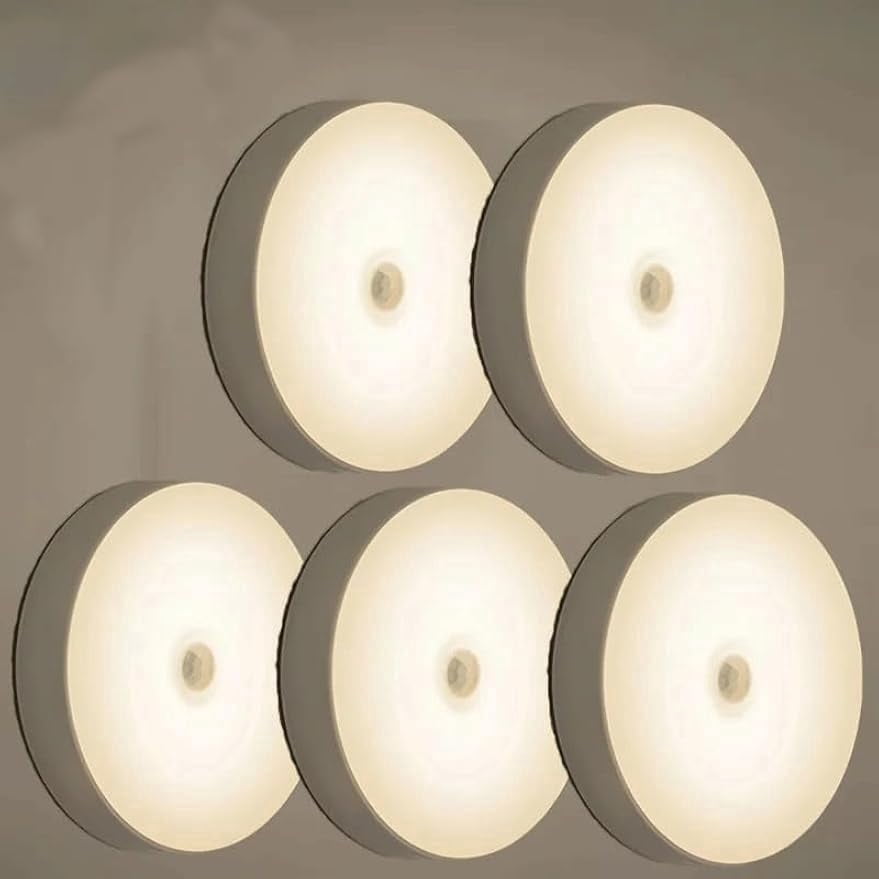 Motion Activated Night Light with Magnetic Base, Adhesive Auto On/Off LED Closet Light, Flame Retardant Stair Light for Hallway, Cabinet, Bedroom, Kitchen Safety Lighting. (White)
