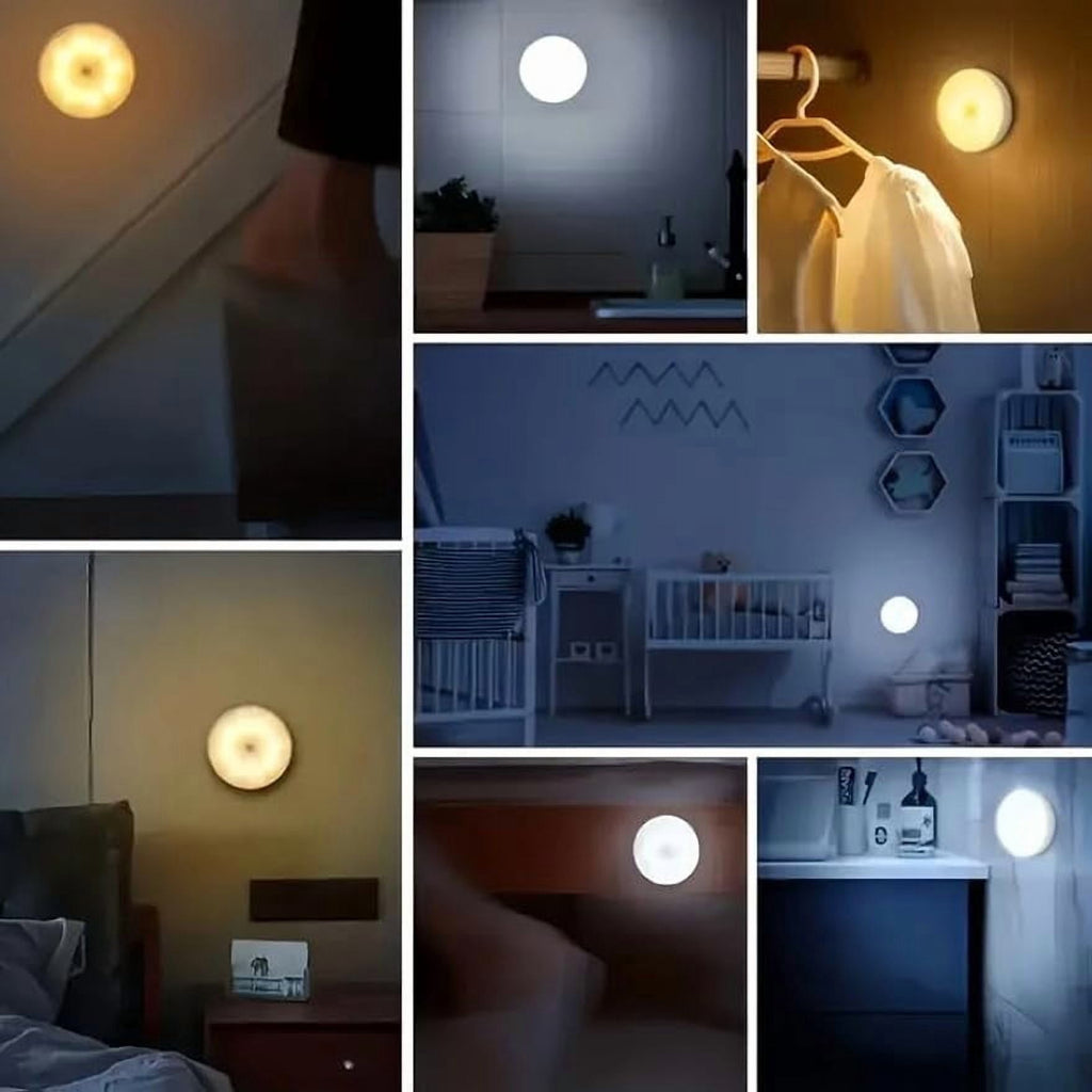 Motion Activated Night Light with Magnetic Base, Adhesive Auto On/Off LED Closet Light, Flame Retardant Stair Light for Hallway, Cabinet, Bedroom, Kitchen Safety Lighting. (White)