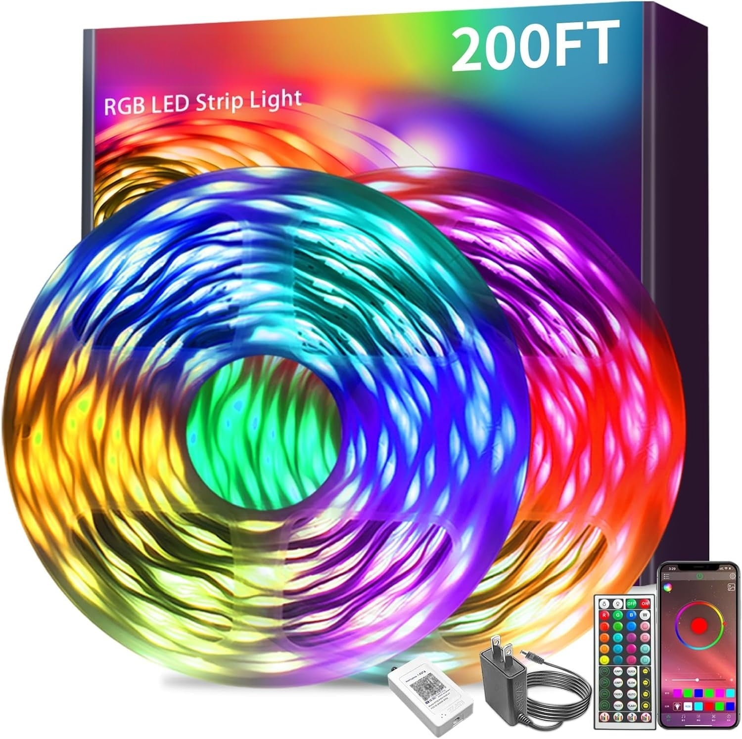 Music Sync LED Strip Lights 100FT, RGB Color Changing with Smart APP &amp; Remote Control, Indoor Flexible Lighting for Bedroom, Party, Home Decor