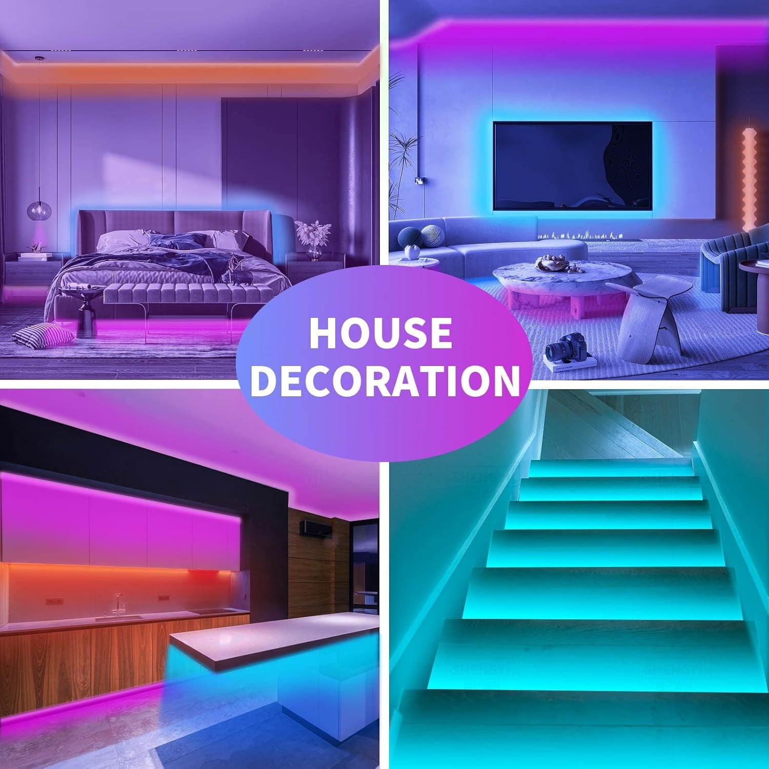 Music Sync LED Strip Lights 100FT, RGB Color Changing with Smart APP &amp; Remote Control, Indoor Flexible Lighting for Bedroom, Party, Home Decor
