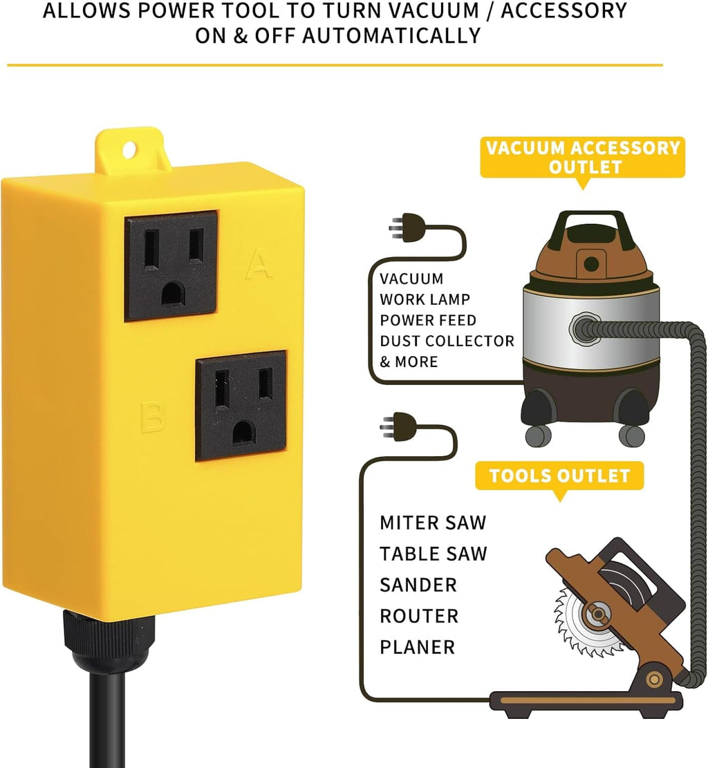 Automatic Vacuum Switch for Power Tools, with Smart Current Sensing &amp; Delayed Start to Prevent Circuit Overload, Avoids Breaker Tripping, Plug &amp; Play Dust Control Solution LF40