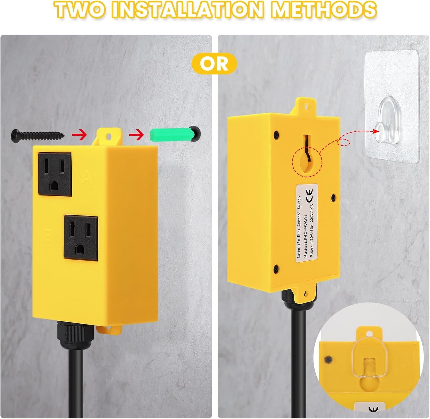 Automatic Vacuum Switch for Power Tools, with Smart Current Sensing &amp; Delayed Start to Prevent Circuit Overload, Avoids Breaker Tripping, Plug &amp; Play Dust Control Solution LF40