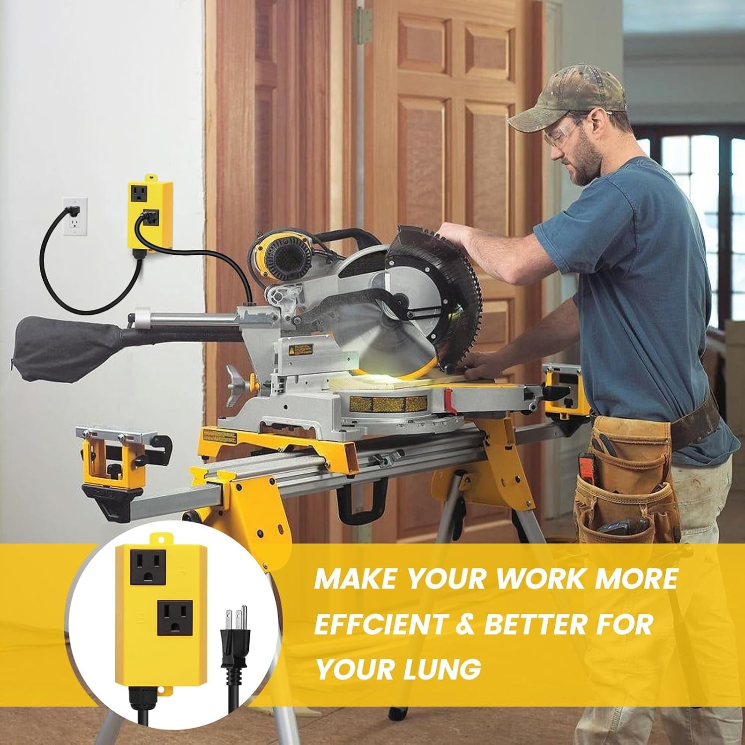 Automatic Vacuum Switch for Power Tools, with Smart Current Sensing &amp; Delayed Start to Prevent Circuit Overload, Avoids Breaker Tripping, Plug &amp; Play Dust Control Solution LF40