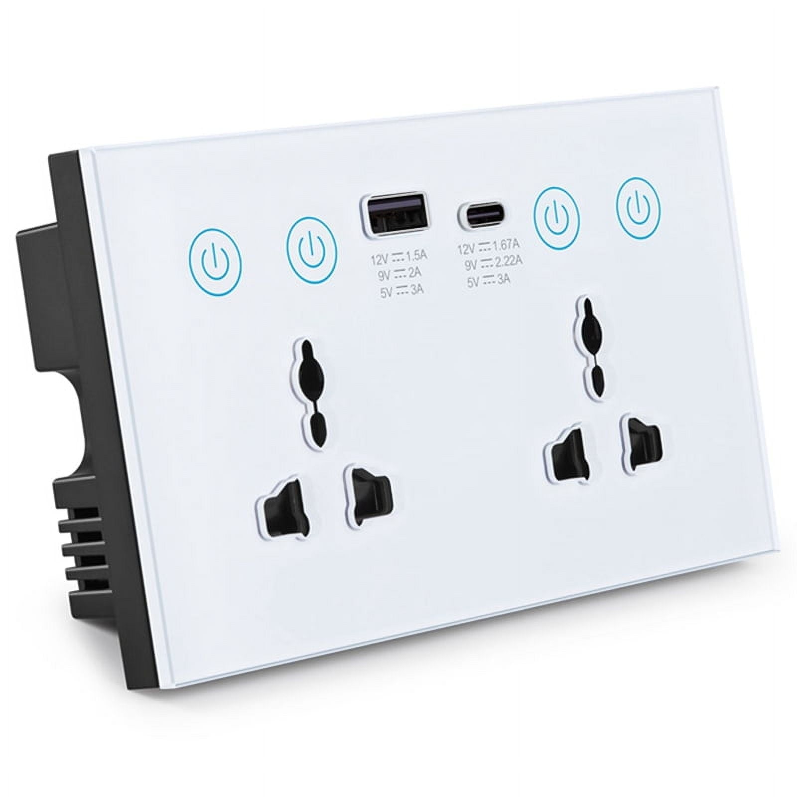 EU UK US Universal Plug Tuya ZigBee White Smart Socket Switch with USB and Type-C Port Outlet Smart Life